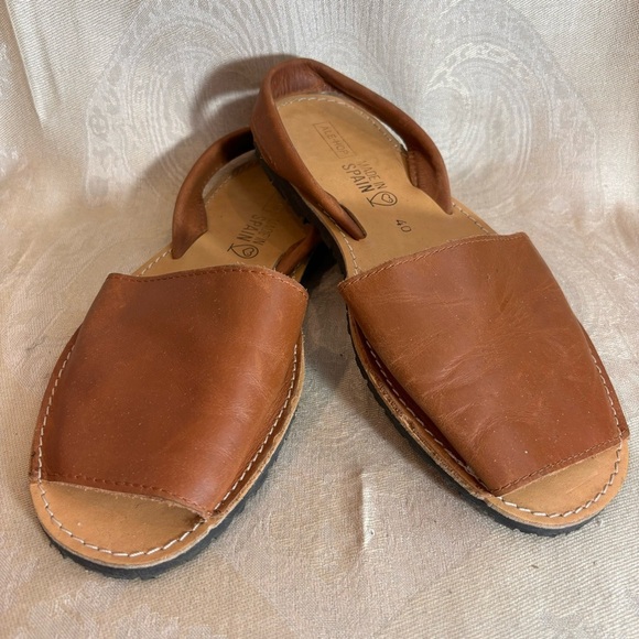 ALE HOP Sz 40 Menorca Avarca Style Slip On Leather Sandals Made in Spain Shoes - Picture 3 of 7